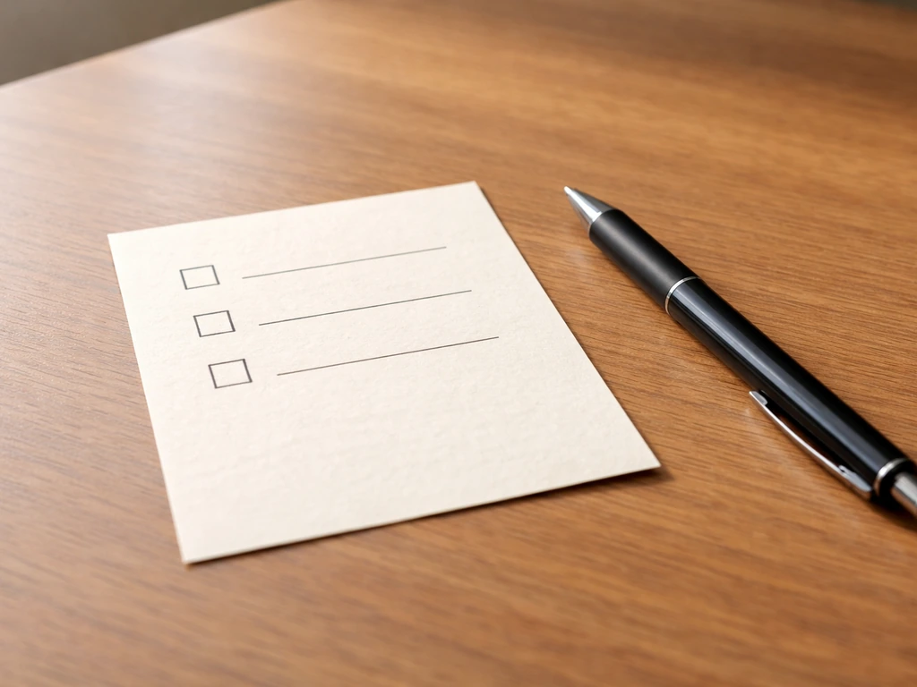 Minimal checklist-style photo with blank paper and a pen, suggesting a simple yes/no test