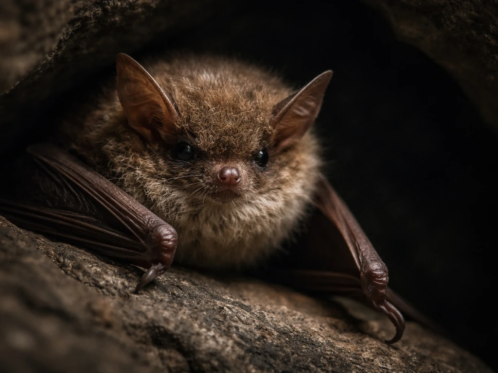 Close-up of a bat’s furry wing and face in soft natural light, emphasizing mammal traits