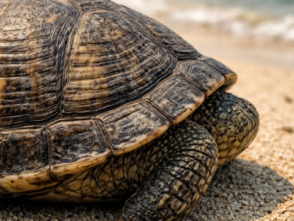 Close-up of a turtle showing textured shell scutes and scaled reptile skin, no feathers or bird traits.
